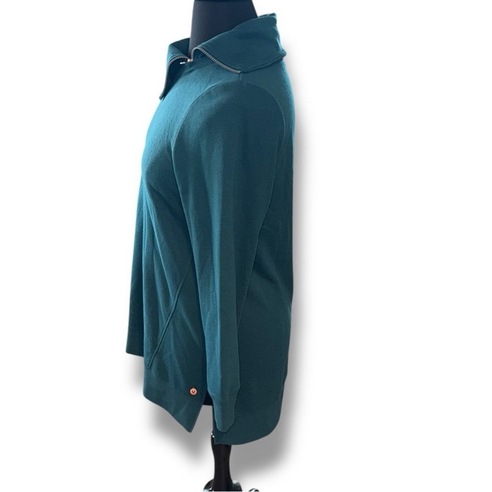 LANE BRYANT LIVI Zipper Split Neck Cowl Sweater - Teal 14/16 - Picture 2 of 13